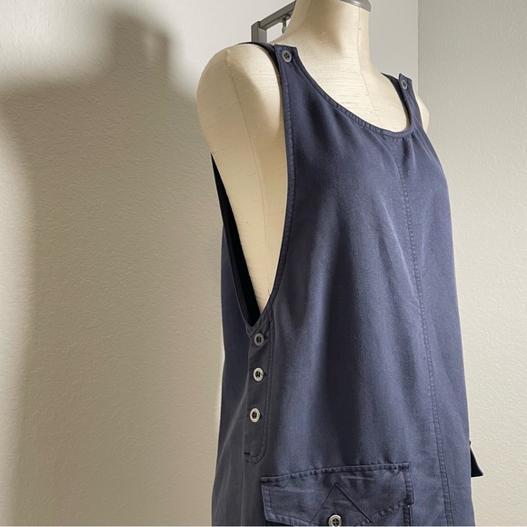 Authentic & Original Directives Overall Sleeveless Dress Navy Lyocell Y2K Medium - Picture 3 of 14